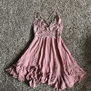 Free People Adella Slip Mini Dress Crochet Lace Boho